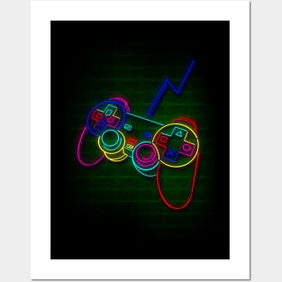 Neon joystick Posters and Art